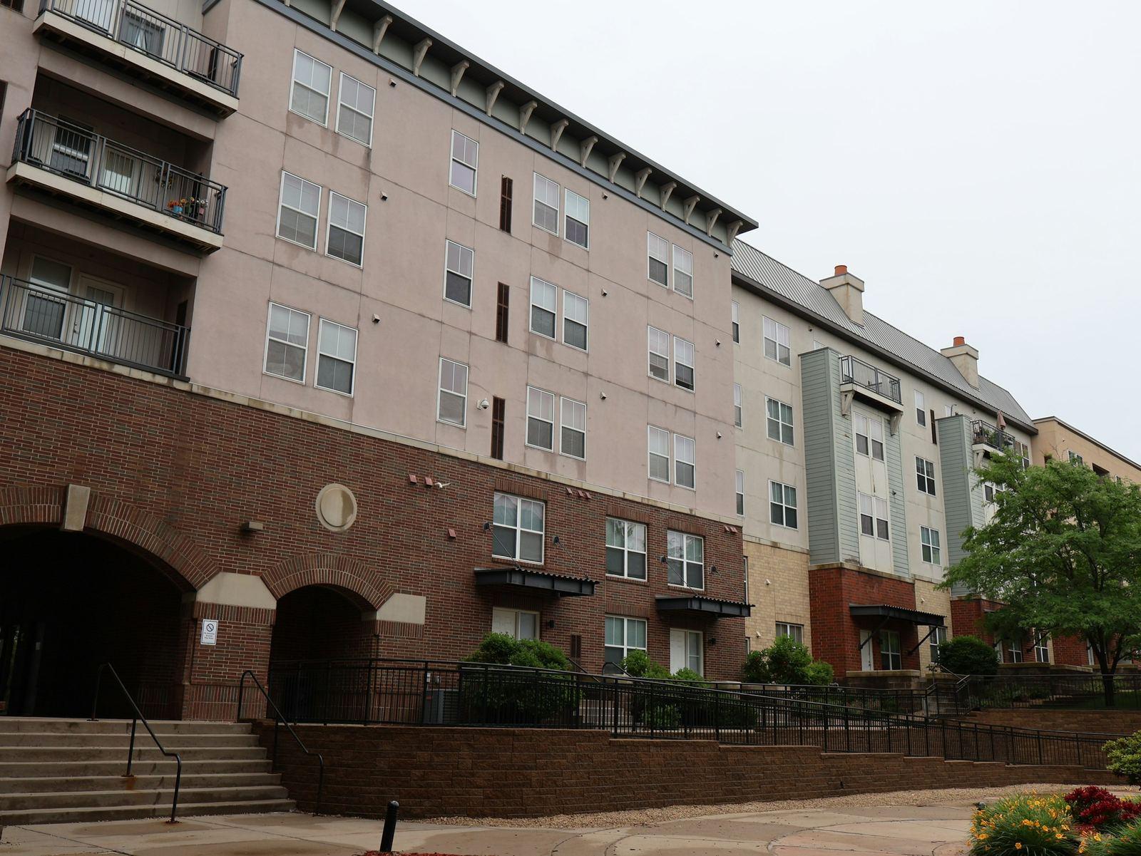Modern condominium building with balconies